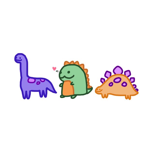 Kawaii Dinosaurs Chibi Cute Happy Dino by SolarCrush