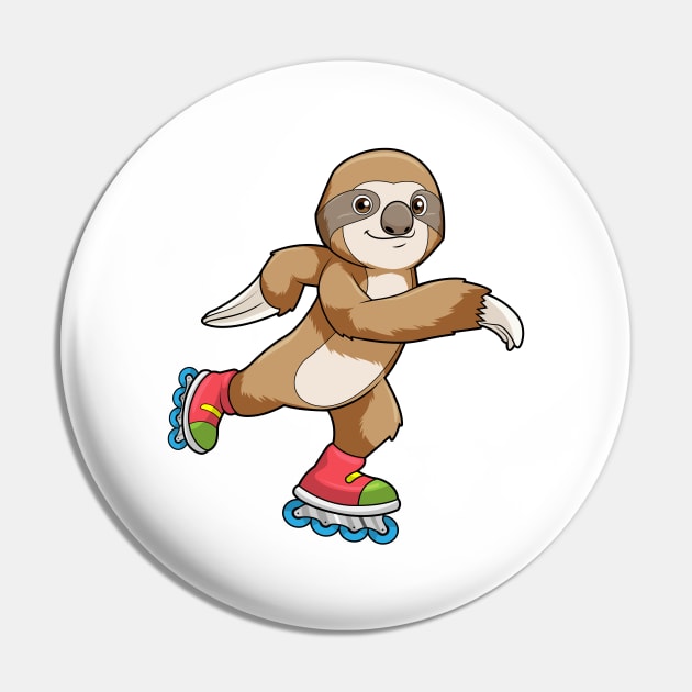 Sloth as Skater with Inline skates Pin by Markus Schnabel