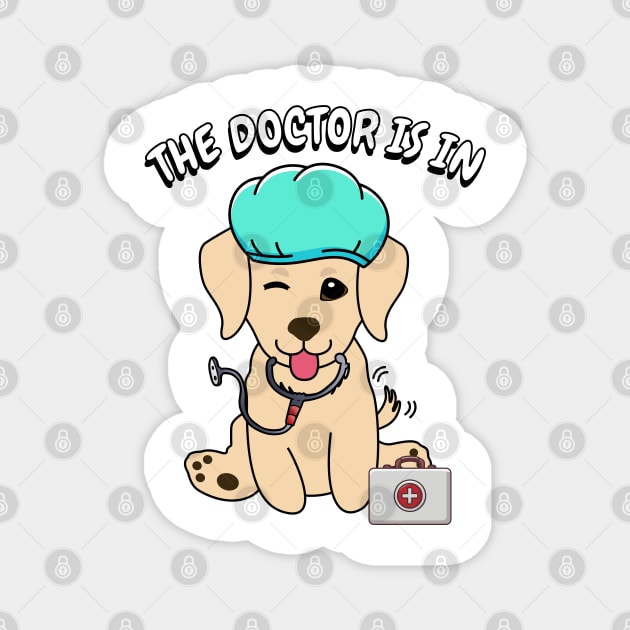 Cute retriever dog is a doctor Magnet by Pet Station