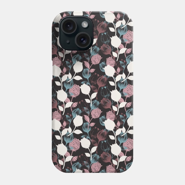 Spring vintage tulip floral garden pattern Phone Case by FlinArt