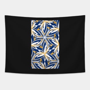 abstract petals - navy-white-yellow Tapestry