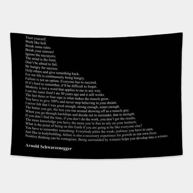 Arnold Schwarzenegger Quotes Tapestry by qqqueiru