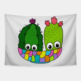 Cute Cactus Design #294: Pretty Cacti Arrangement In Colorful Bowl Tapestry