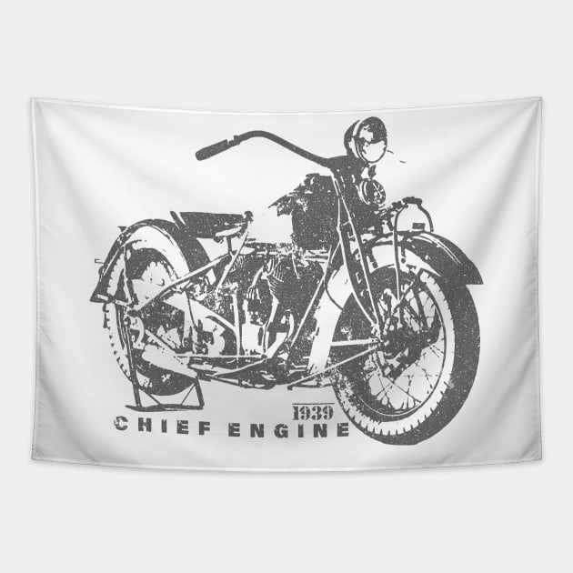 VINTAGE MOTORCYCLES I-CHIEF ENGINE 1939 Tapestry by HelloDisco