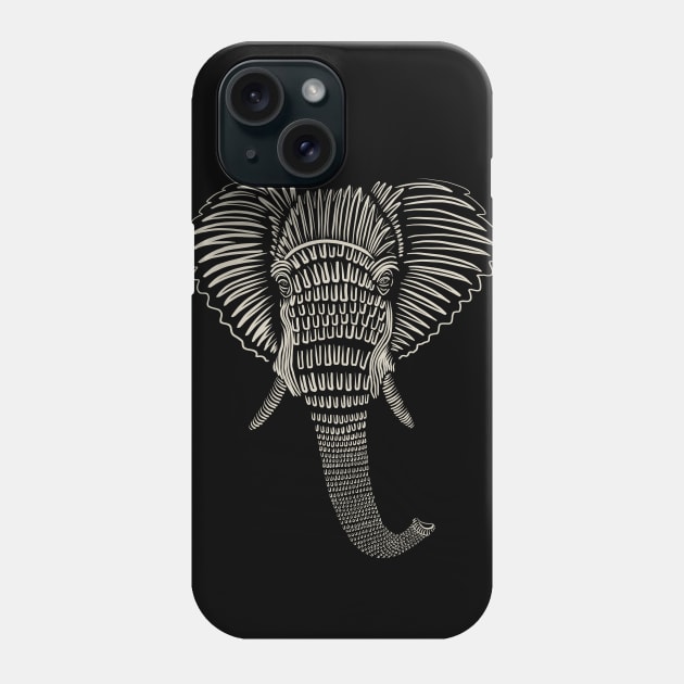 African Elephant Line Work Phone Case by Suneldesigns