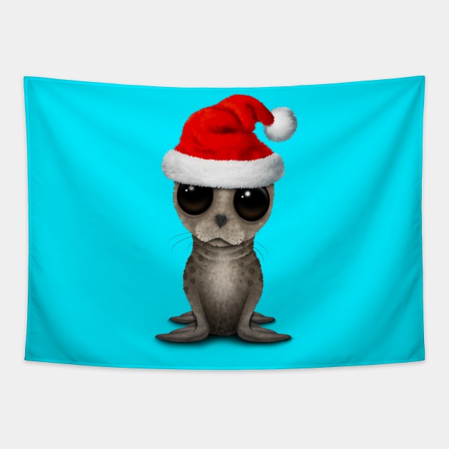 Baby Seal Wearing a Santa Hat Tapestry by jeffbartels