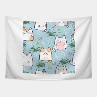 Kawaii Cats Pattern Tapestry