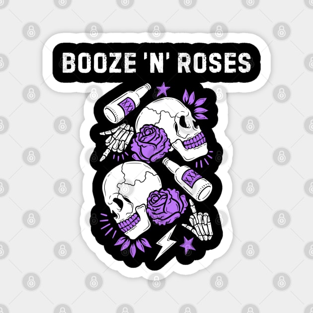 Booze ’N’ Roses Magnet by Stylecombinator