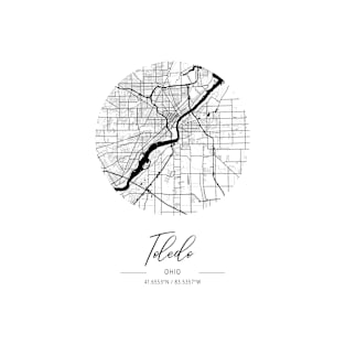 Toledo - Ohio Black Water City Map T-Shirt