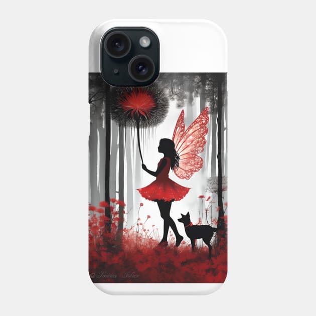 Enchanting Moments: Girl in Red with Giant Dandelion and Furry Friend Phone Case by AlexBRD