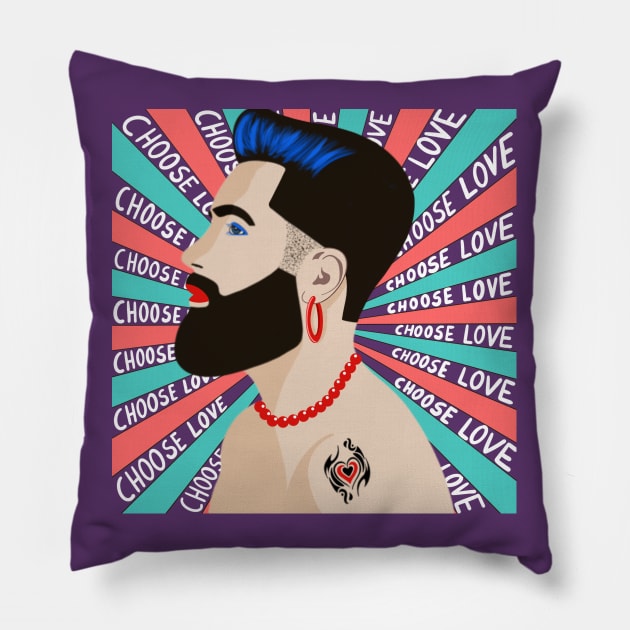 Choose Love Queer Pillow by RoeArtwork