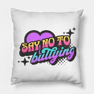 Say No to Bullying Neon Vaporwave Heart Pillow