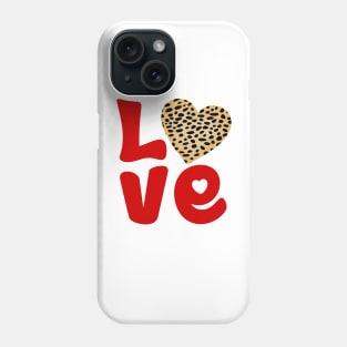 Love Letters with Cheetah Leopard Pattern Heart Phone Case