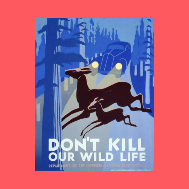 Vintage wildlife poster - Don't kill our wildlife by Montanescu