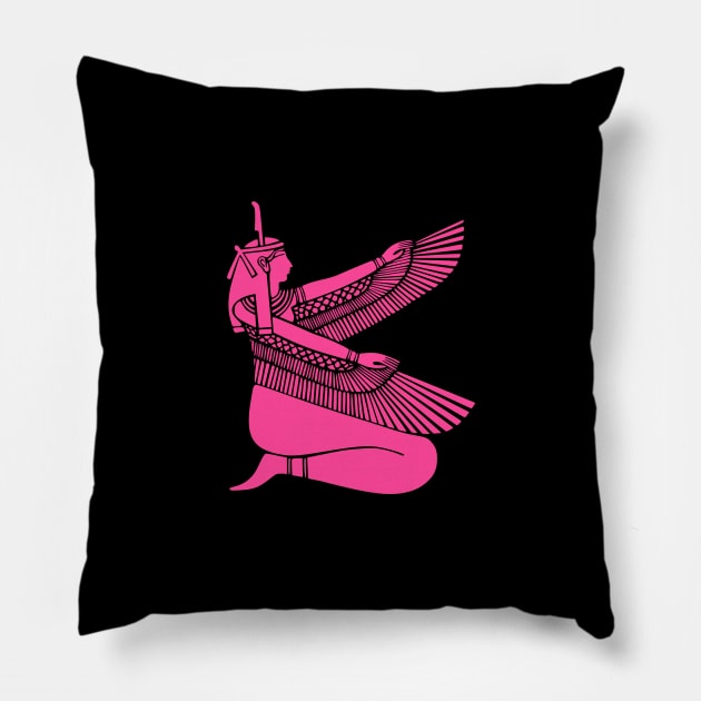 Hot Pink Color Egyptian Goddess Maat Pillow by Pattern Plans