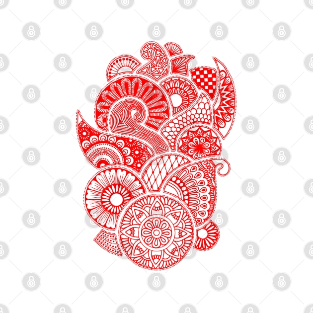 Abstract Mandala design (red on white) by calenbundalas