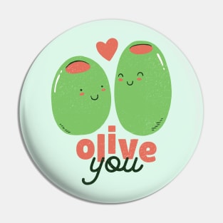 Cute Olive You // Adorable Olive Food Pun Love Couple Pin