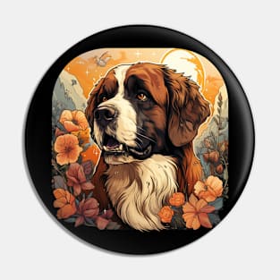 Saint Bernard  Dog Vintage Floral Pin