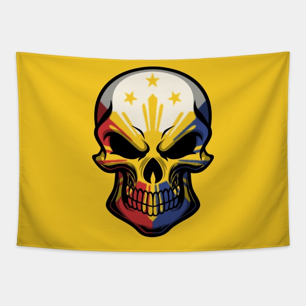 FLAG OF THE PHILIPPINES ON SKULL EMBLEM Tapestry by VERXION