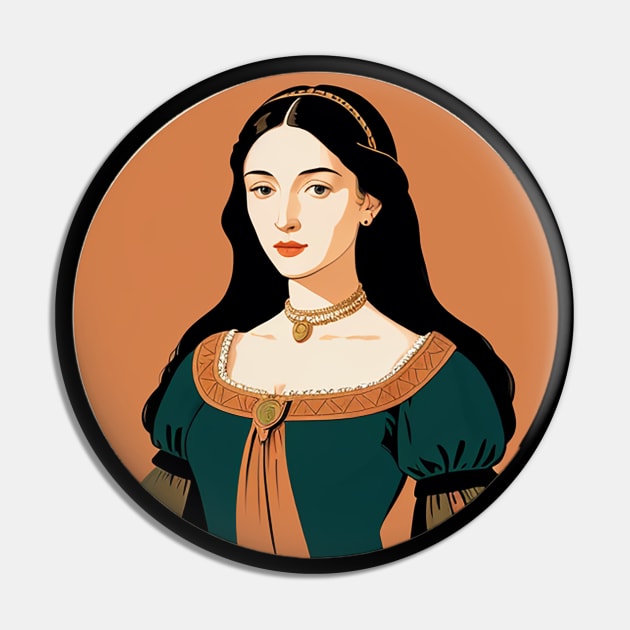 Beautiful Renaissance Woman in a Green Dress Pin by CursedContent