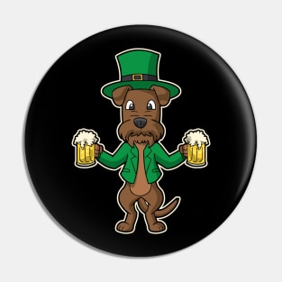 Irish Terrier Dog Leprechaun St Patricks Day Beers Pin