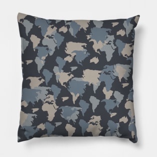 Blue Gray Camouflage Pattern Pillow