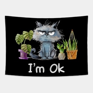 I’m Ok Funny Gardening Plants And Cats lover Tapestry
