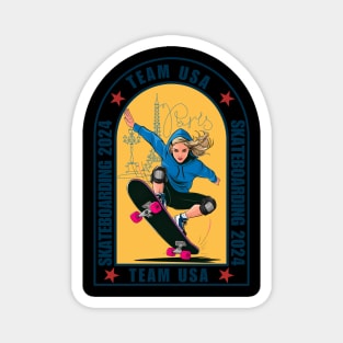 USA Sport Team Skateboarding 2024 Gear Magnet