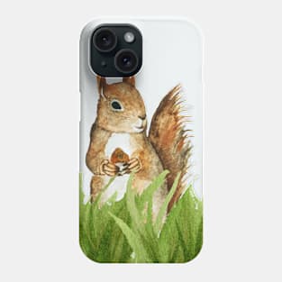 Squirel In The Garden Watercolor Boho Art Phone Case