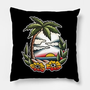 Paradise Beach Tattoo Design Pillow