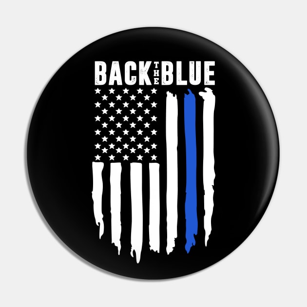 Back The Blue - Thin Blue Line American Flag Pin by TextTees