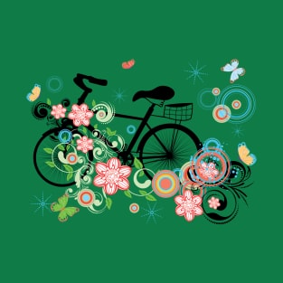 Bicycle and Floral Ornament T-Shirt