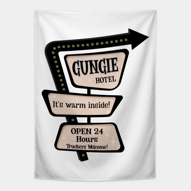 Gungie Hotel Retro Sign Tapestry by SunGraphicsLab