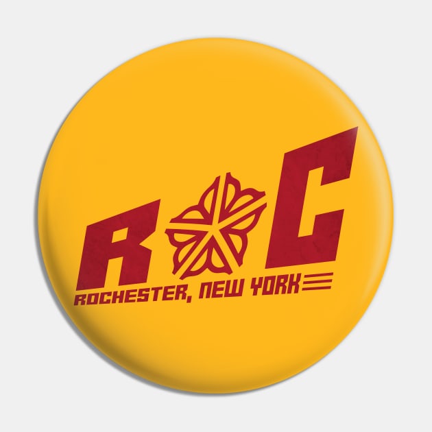 Officially Licensed Rochester Block Logo Pin by patrickkingart