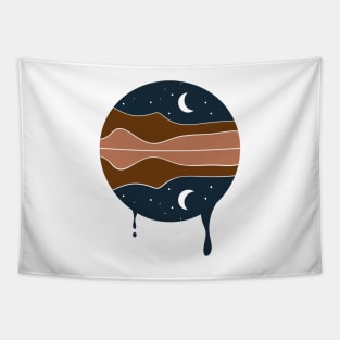 Minimal melting art with moon light and river Tapestry