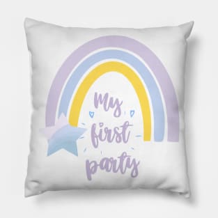 My first party quote, lettering, rainbow art, star baby shower Pillow