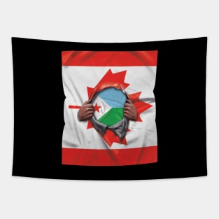 Djibouti Flag Canadian Flag Ripped - Gift for Djiboutian From Djibouti Tapestry