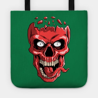 Red head skull tongue Tote