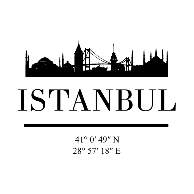 ISTANBUL TURKEY BLACK SILHOUETTE SKYLINE ART by deificusArt