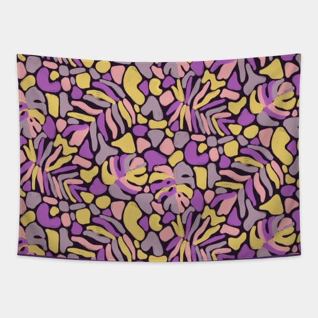 Matisse Purple Tropical Leaves Tapestry by Carolina Díaz