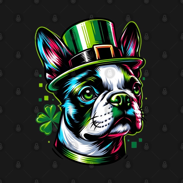 Boston Terrier Celebrates Saint Patrick's Day Joyfully by ArtRUs