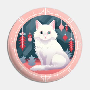 Turkish Angora Cat Xmas Ornament, Love Cats Pin