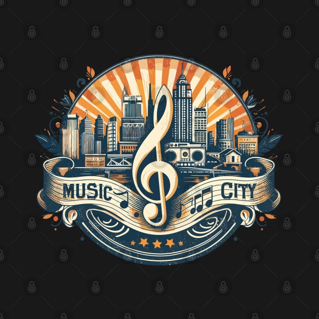 Retro Vintage Music City by TomFrontierArt