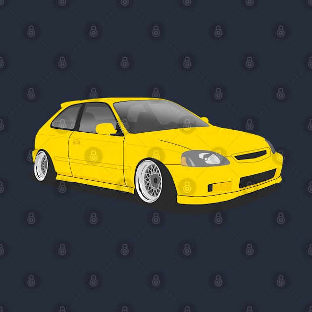 Yellow Honda Civic ek by Rebellion Store