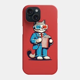 Cool cat eating popcorn Phone Case