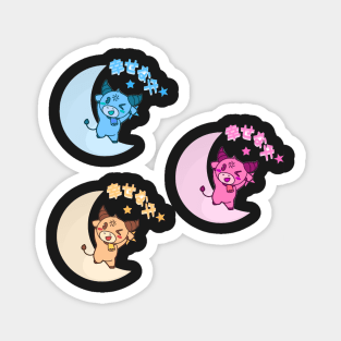 Cute Cows Dancing on Moon Sticker Pack Magnet