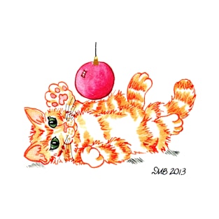 2013 Holiday ATC 20 - Kitten Playing with Ornament T-Shirt