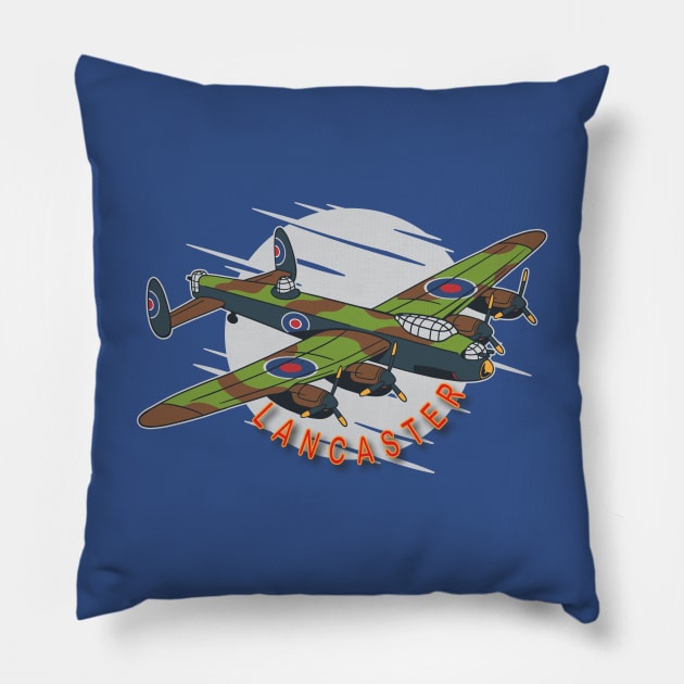 Lancaster Bomber Cartoon Pillow by AJ techDesigns