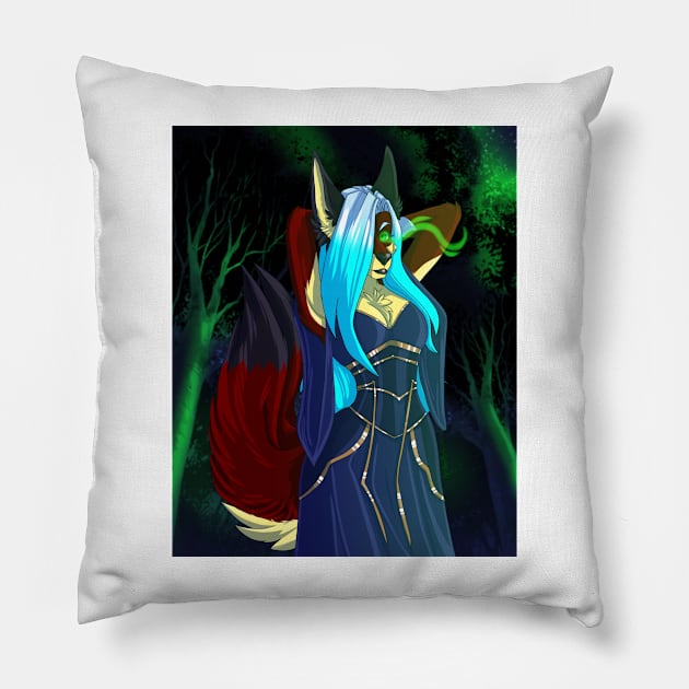 Inkii - Kitsune in the Forest Pillow by KeishaMaKainn