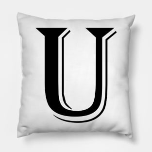 Black letter U in vintage style Pillow